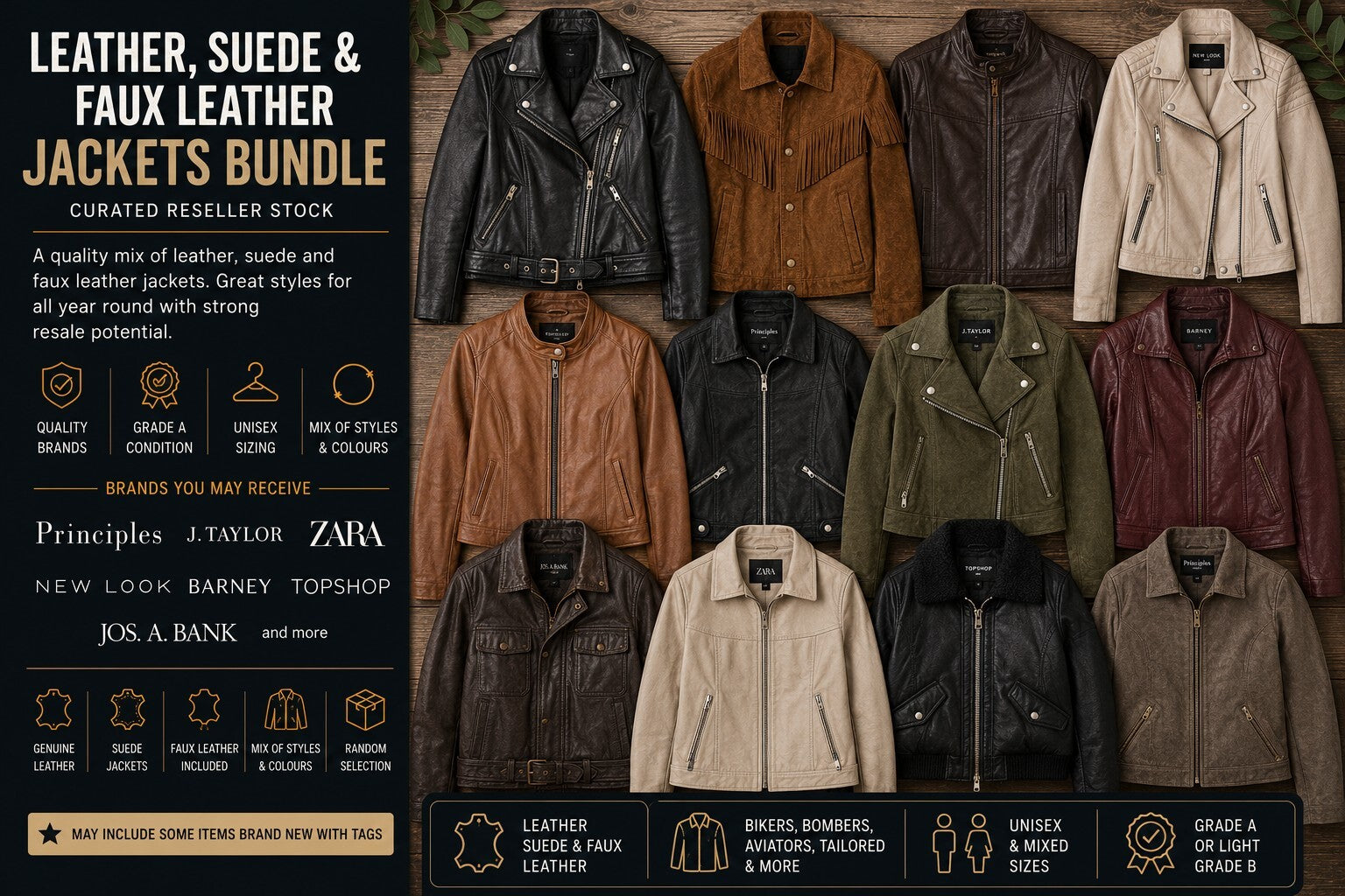 Leather, Suede & Faux Leather Jackets Bundle – Curated Reseller Stock
